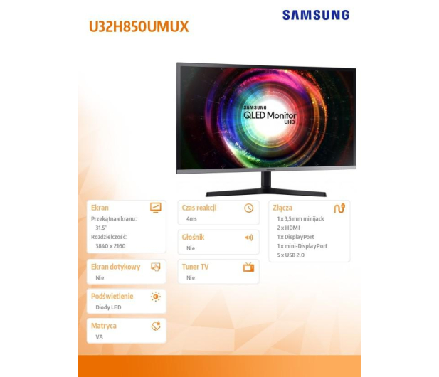 SAMSUNG 32'' U32H850UMUX Czarny, Srebrny - 383121 - zdjęcie 11
